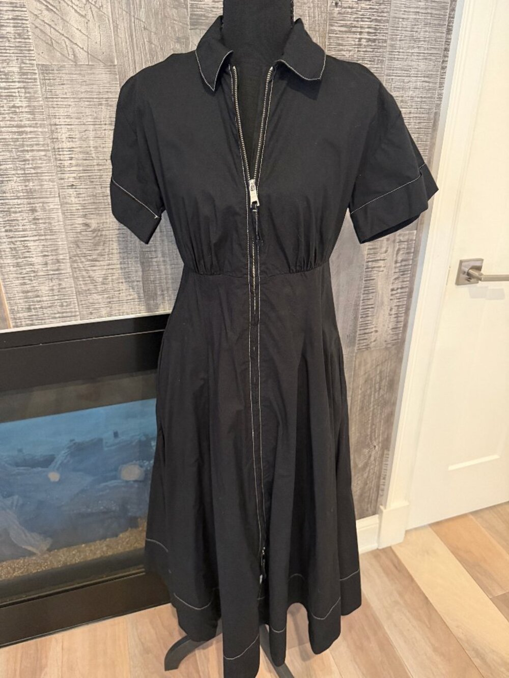 J.Crew Black Zip-Front Shirt Dress Cotton Poplin - Size Small